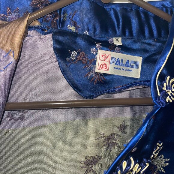 Blue traditional Chinese silk dress (qi pao) - Picture 4 of 7